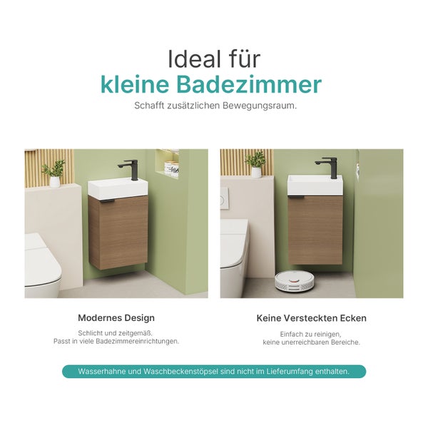 EMKE Waschtisch-Set 41,7 × 24 × 64,6 cm (B×T×H), mit Soft-Close-Funktion, Ablageboden, reversibel, Sonoma Eiche, für Badezimmer