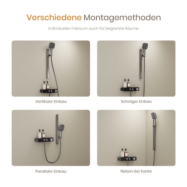 Verschiedene Montagemöglichkeiten für eine Duscharmatur