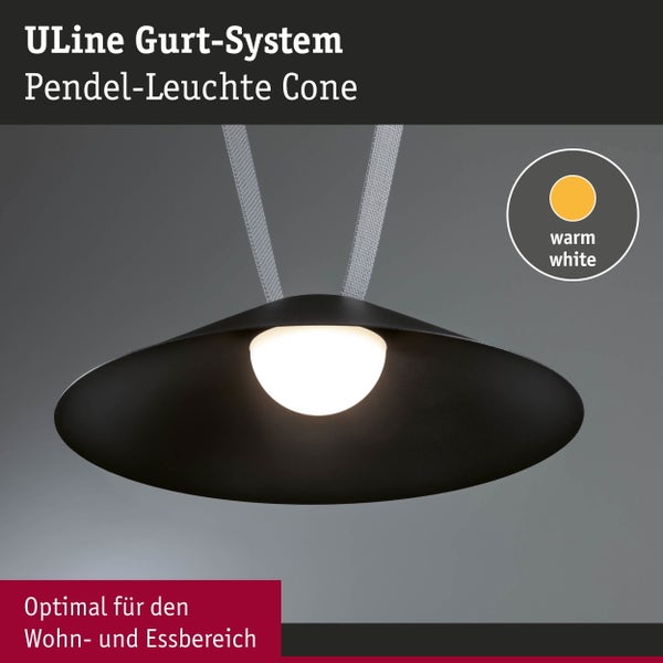 ULine LED Pendelleuchte Cone 560lm 12W 350mm 3000K Schwarz