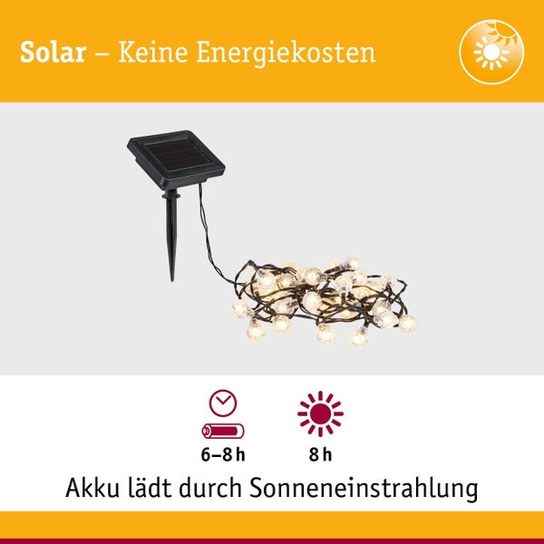 Solar LED Lichterkette Soala IP44 3000K 30x3lm Schwarz