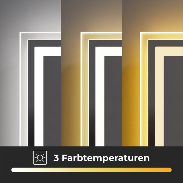 Produktbild zeigt drei Farbtemperaturen einer Lampe