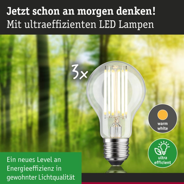 Eco-Line Filament 230V LED Birne E27 3er-Set 1055lm 5W 3000K Klar
