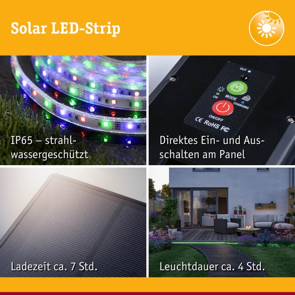 Paulmann Solar LED Strip 10 Meter mit Fernbedienung und Solarpanel