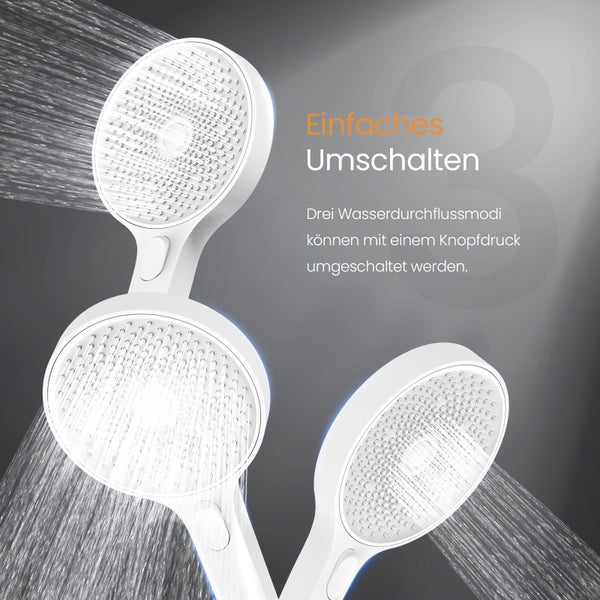 EMKE Duschsystem Thermostat Duschset mit 40cm Thermostatische Platte, 3 Strahlart(en), Brausestange, Handbrause, Regendusche, Wasserauslass
