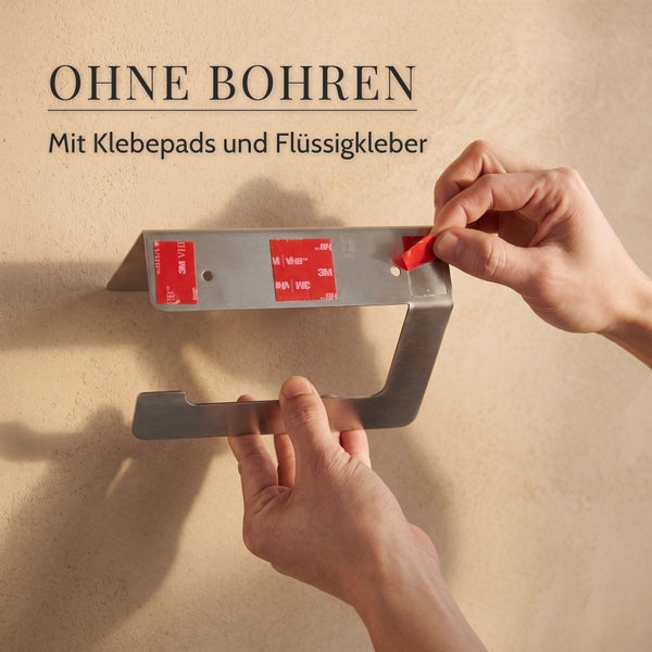 Toilettenpapierhalter aus Metall zur Montage ohne Bohren mit Klebepads