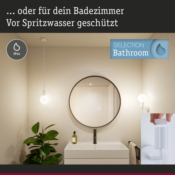 Wandleuchte Ravi IP44 E27 max. 60W Weiß matt dimmbar