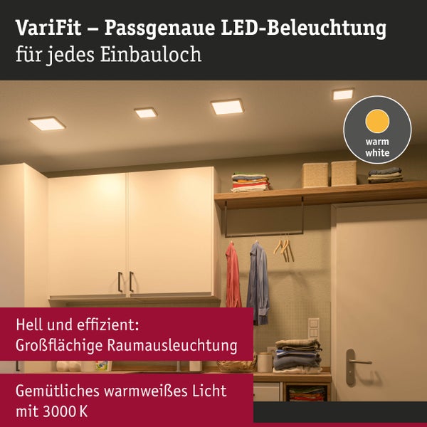 VariFit LED Einbaupanel Dim to Warm Areo IP44 eckig 175x175mm 13W 1200lm 3000K Weiß