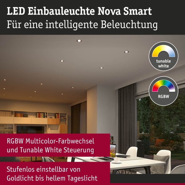 LED Einbauleuchte Nova Coin rund 84mm 50° RGBW+ 3x6W 3x500lm 230V Eisen gebürstet Aluminium