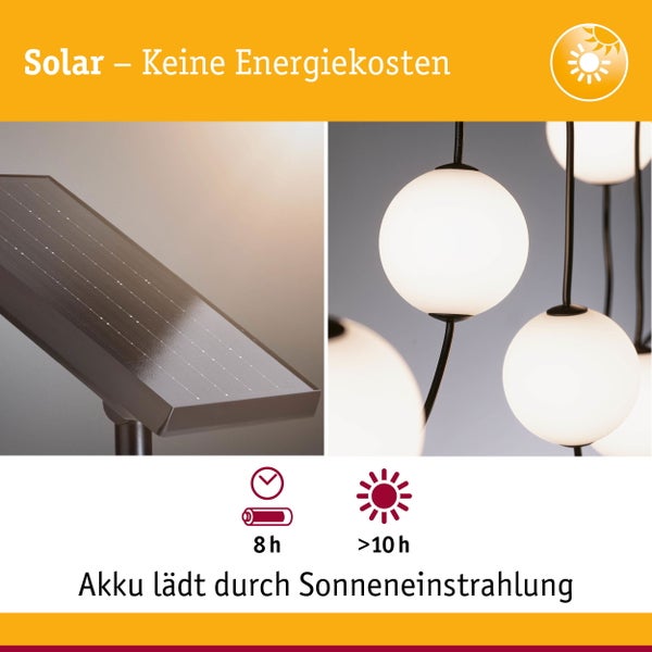 Solar LED Lichterkette Taina Erweiterungsset IP67 3000K 1,71m 3x60lm Schwarz