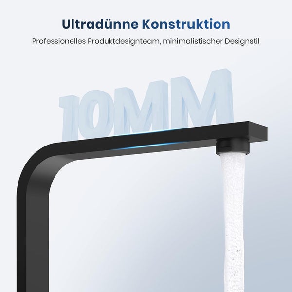 EMKE Küchenarmatur Schwarz Matt – Ultraflaches Design, 360° Schwenkbar, Edelstahl Einhebelmischer für Moderne Küchen, 30x22x10 cm, 3/8’’ Anschluss