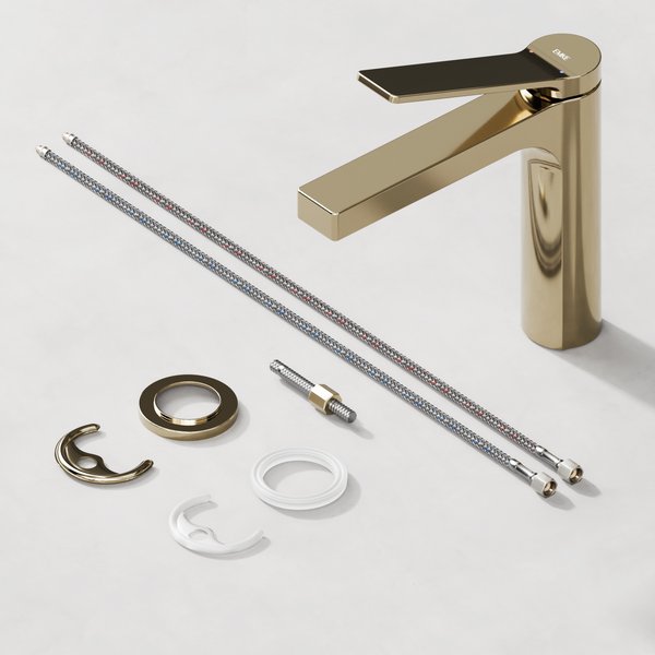 EMKE Einhebel-Waschtischarmatur, Badarmaturen, Schweizer Design, G3/8， Wassersparend, Bleifreies Messing, Korrosionsschutz, Pflegeleicht, Champagnergold