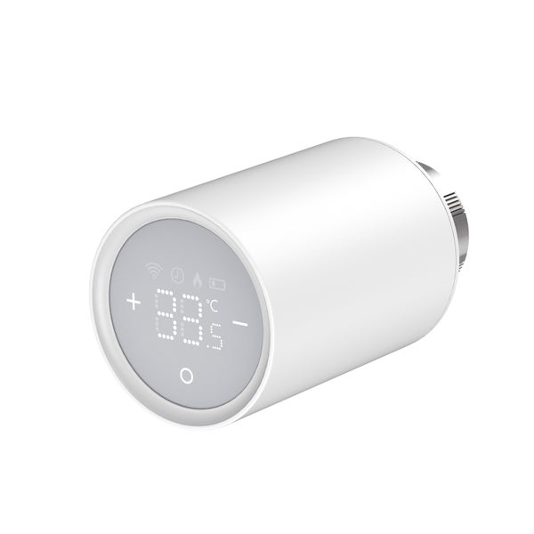 EMKE Intelligenter Heizkörper-Thermostatkopf – Weiß, Touchscreen, Fernsteuerung, 82x50mm, 7-Tage/24-Stunden Programmierung