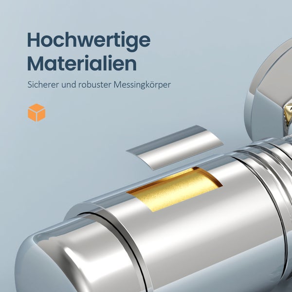 EMKE Heizkörperthermostat Multiblock-Set – Anschlussarmatur mit Thermostat für Heizkörper und Handtuchtrockner, Heizungszubehör in Eck- und Durchgangsform φ16xG1/2, Chrom