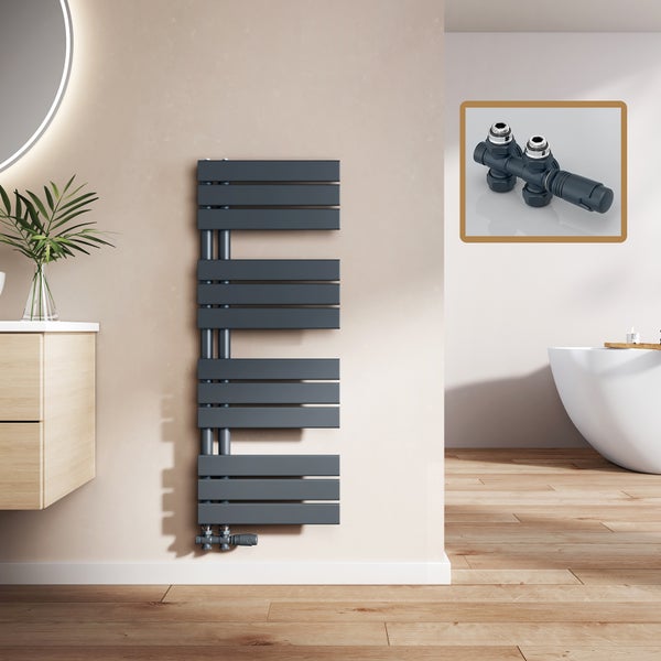 Modernes Badezimmer mit Handtuchwärmer und Thermostatventil