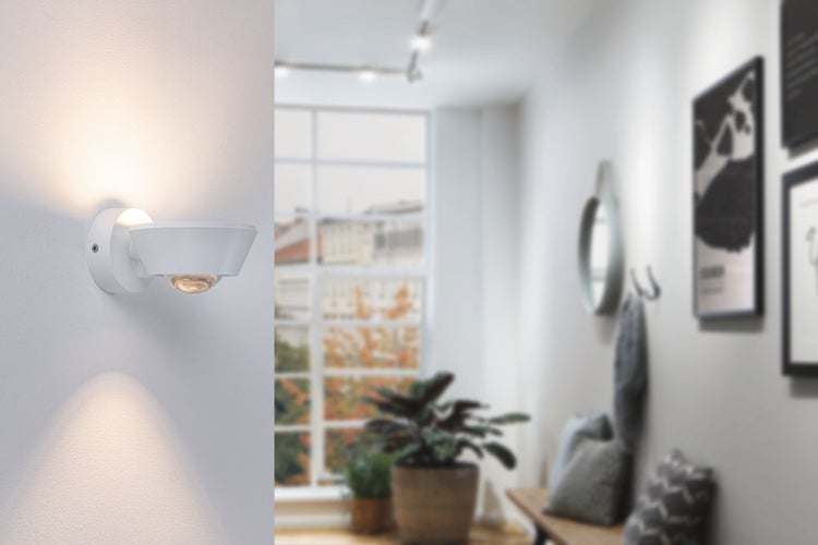 LED Wandleuchte Sabik IP44 2700K 800lm / 390lm 230V 9W / 4W dimmbar Weiß matt