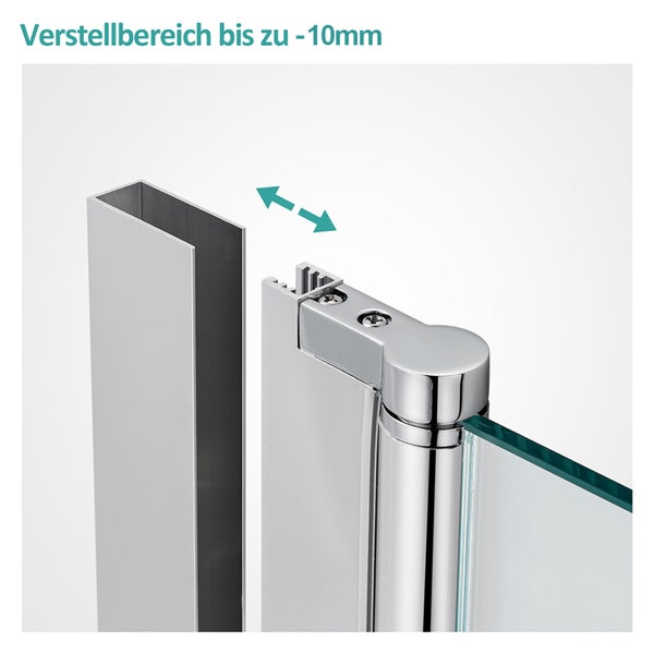 EMKE Eckeinstieg Duschkabine 90x80cm, Duschabtrennung Pendeltür Duschwand Schwingtür Duschtür Mit Seitenwand, 6mm ESG Glas, 185cm Höhe