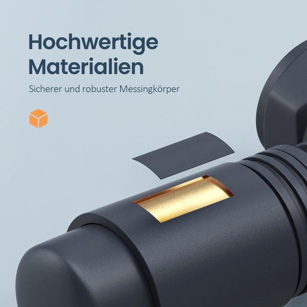 EMKE Heizkörperthermostat Multiblock-Set – Anschlussarmatur mit Thermostat für Heizkörper und Handtuchtrockner, Heizungszubehör in Eck- und Durchgangsform φ16xG1/2, Anthrazit