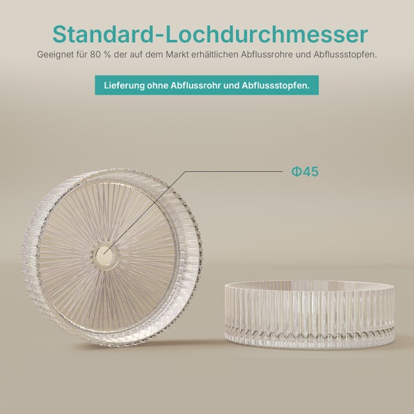 Ablaufgarnitur mit einem Lochdurchmesser von 45 Millimetern