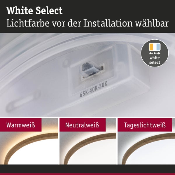 LED Panel Atria Shine IP44 rund 398mm 20,8W 2800lm White Switch Holzoptik