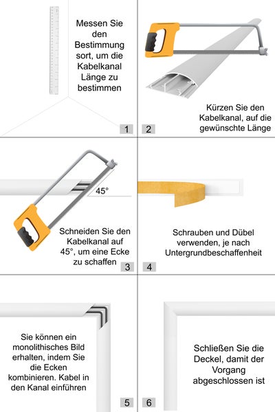 CILSON WDK5012SW Art.-Nr. 6700340 Kabelkanal 50 x 12 mm x 2.000 mm - Trittfest, selbstklebend mit Bodenbelochung, Weiß RAL 9010