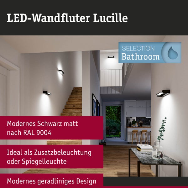 Selection Bathroom LED Wandleuchte Lucille IP44 2700K 1000lm 230V 11W dimmbar Schwarz