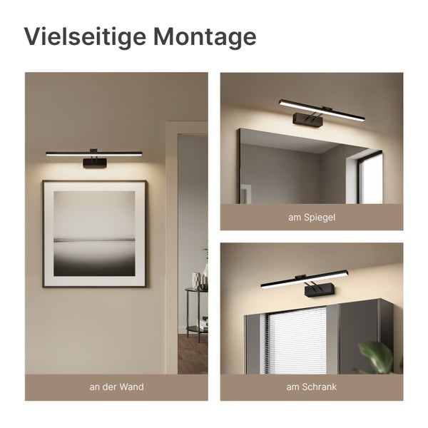 Badezimmerleuchte zur Montage an Wand, Spiegel und Schrank
