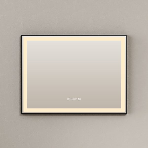 Rechteckiger Spiegel mit Rahmen und Beleuchtung