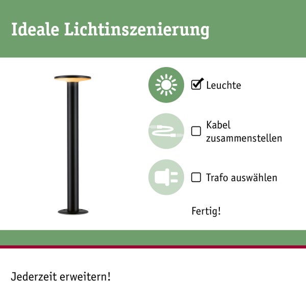 LED Pollerleuchte Smart Home Zigbee 3.0 Plate insektenfreundlich IP44 zylindrisch 600mm Tunable Warm 5,5W 280lm 230V Anthrazit Metall, Kunststoff