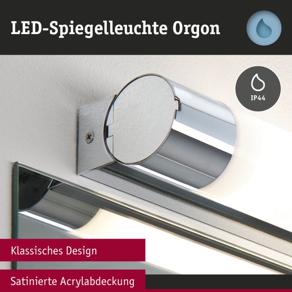 Selection Bathroom LED Spiegelleuchte Orgon Steckdose IP44 3000K 835lm 230V 10,5W Chrom