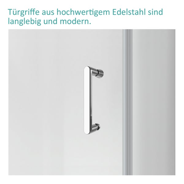 EMKE Duschkabine Eckeinstieg 75x100 cm, Falttür, 6mm ESG Glas mit Nano-Beschichtung, Hebe-Senk Mechanismus, Höhe 195 cm, Chromprofil