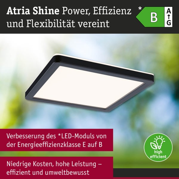 LED Panel Atria Shine IP44 eckig 190x190mm 8W 1160lm 3000 - 6500K Schwarz
