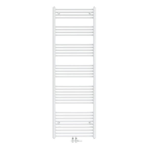 Weißer Badheizkörper mit Heizungsanschluss