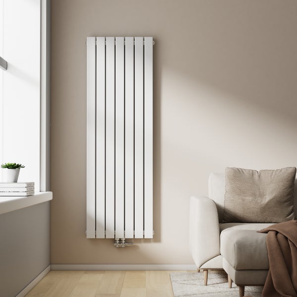 EMKE Heizkörper Flach Designheizkörper, Paneelheizkörper Vertikal, Doppellagig, Mittelanschluss, 160x54cm, 1739W, Weiß