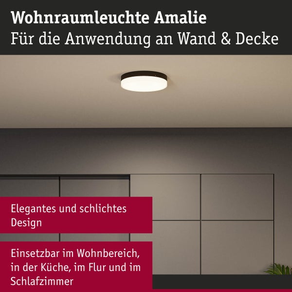 LED Deckenleuchte 3-Step-Dim Amalie 2700K 1000lm 230V 16W dimmbar Schwarz matt