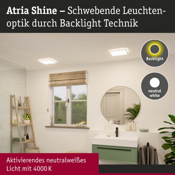 LED Panel Atria Shine Backlight IP44 eckig 293x293mm 16W 1600lm 4000K Weiß