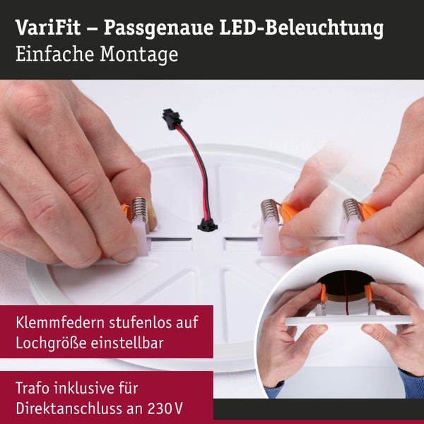 VariFit LED Einbaupanel 3-Step-Dim Areo IP44 eckig 175x175mm 13W 1200lm 4000K Weiß dimmbar