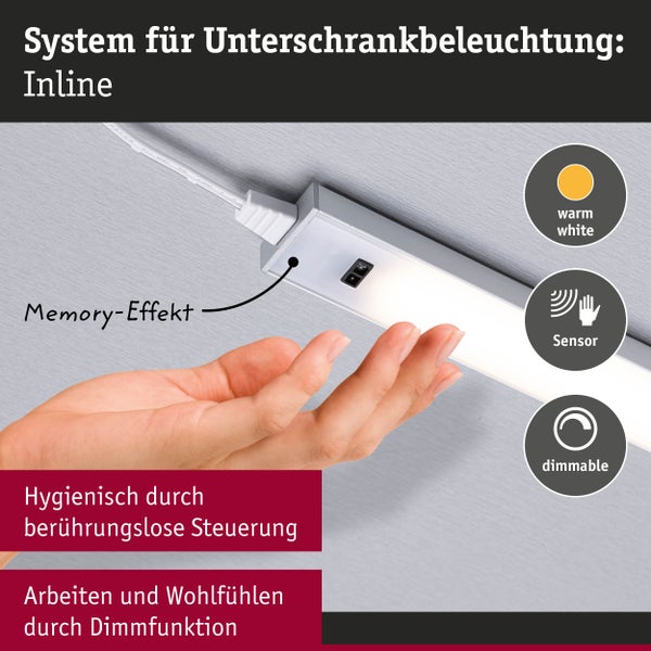 LED Unterschrankleuchte Inline Starterset 3000K dimmbar 2x4W 350x26mm 2x350lm 24V Weiß matt