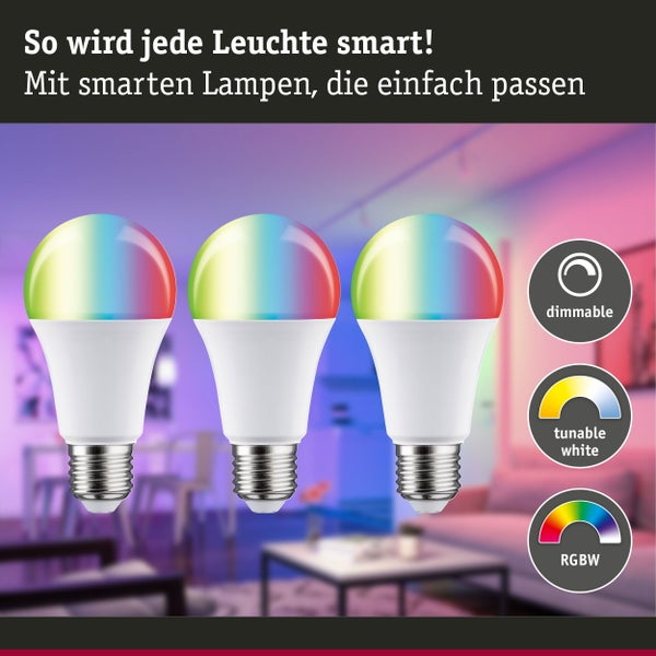Standard 230V Smart Home Zigbee 3.0 LED Birne E27 3x1055lm 3x11W RGBW+ dimmbar Matt