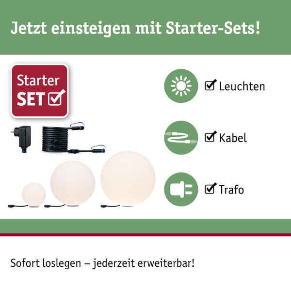 Set Plug & Shine LED Lichtobjekt Globe Plug & Shine Lichtobjekte Set IP44 3000K 6,5W 21VA Weiß