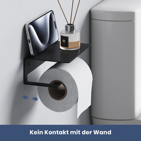 EMKE Edelstahl Papierhandtuchhalter, 160x115x60mm, Matt Schwarz, Klebend & Mit Bohrlöchern Für Wandmontage, Küchen-/Toilettenrollenhalter