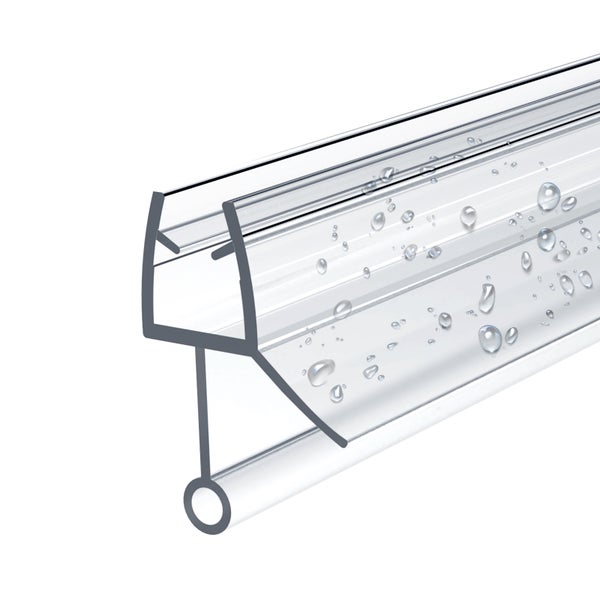 Wasserabweisprofil für Glasduschen mit integrierter Dichtlippe und Abtropfkante.