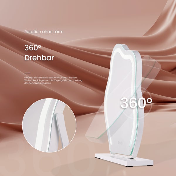 EMKE Hollywood-Spiegel mit Beleuchtung – 3 dimmbare Lichtfarben, 360° drehbarer Schminkspiegel mit Touch-Funktion, asymmetrisches Design, 60x45 cm , Weißer Rahmen