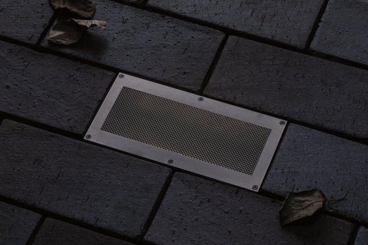 LED Bodeneinbauleuchte Brick Dämmerungsgesteuerter Bewegungsmelder (IR) IP67 200x100mm 3000K 1,6W 50lm 230V Alu, Grau Metall, Edelstahl