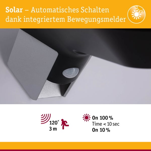 Solar LED Hausnummernleuchte Soley Bewegungsmelder IP44 3000K 42lm Anthrazit