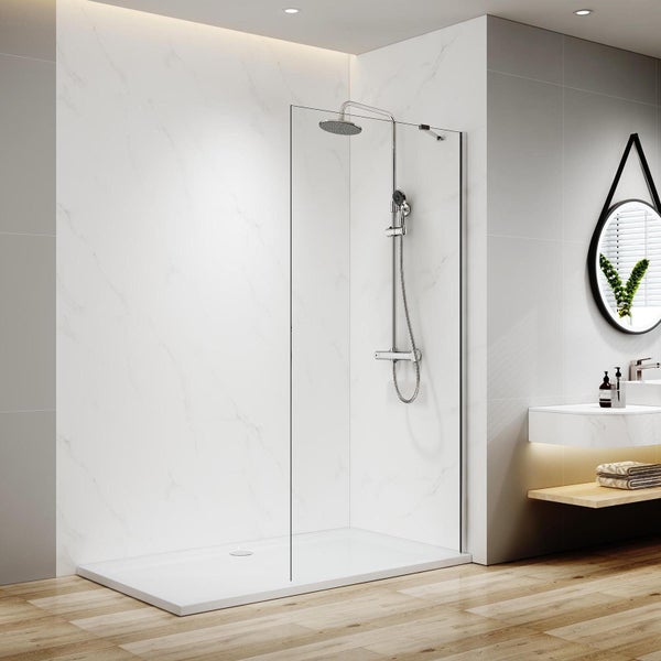EMKE Eckdusche Duschkabine, 1200 mm X 900 mm, Duschabtrennung Schiebetuer Duschtrennwand195 cm Chrome 8mm ESG-Sicherheitsglas mit Nano Beschichtung