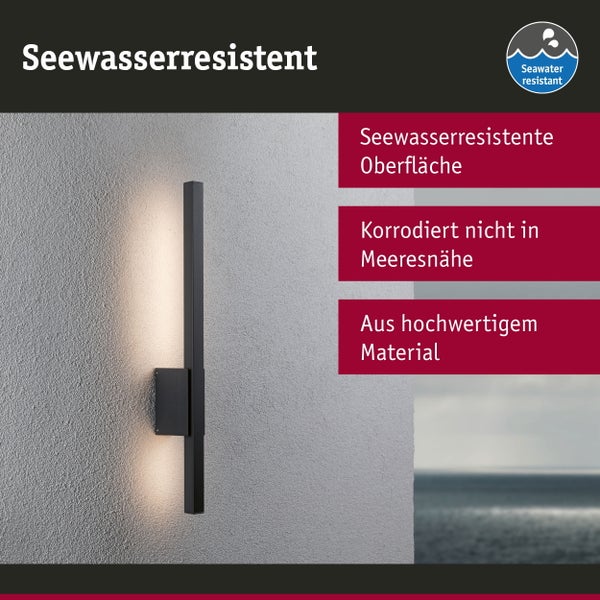 LED Außenwandleuchte Stan seewasserresistent IP44 600mm 3000K 9W 220lm 230V Anthrazit Aluminium
