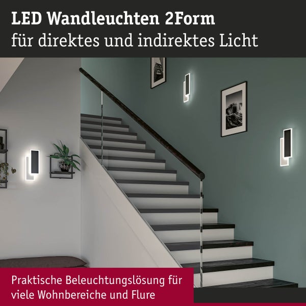 LED Wandleuchte 2Form 4000K 1010lm / 1010lm 230V 8W / 8W Weiß, Schwarz