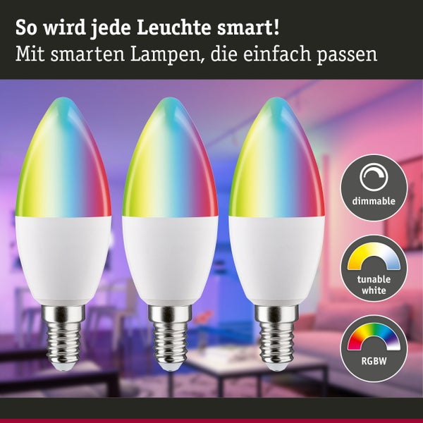 Standard 230V Smart Home Zigbee 3.0 LED Kerze E14 3x470lm 3x5W RGBW+ dimmbar Matt