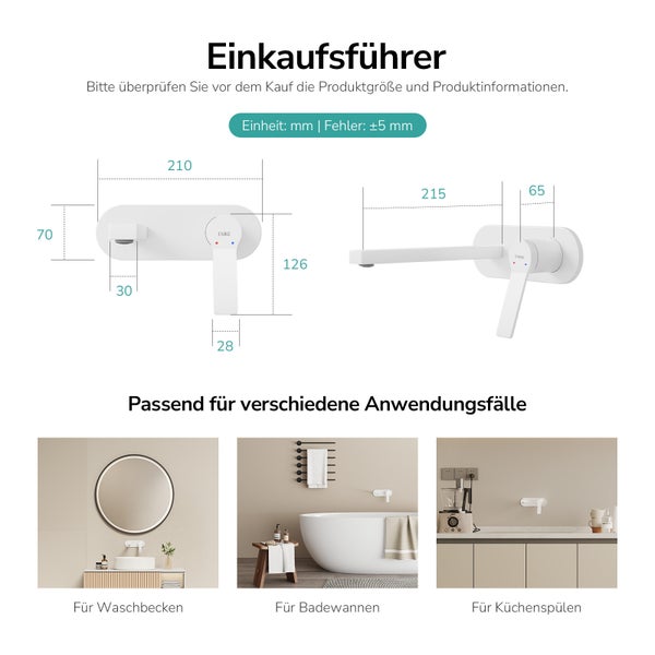 Produktmaße des Waschtischarmatur-Einhebelmischers