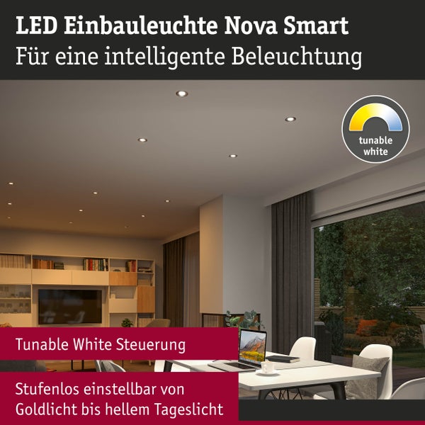 LED Einbauleuchte Nova Coin rund 84mm 50° Tunable White 3x6W 3x530lm 230V Eisen gebürstet Aluminium